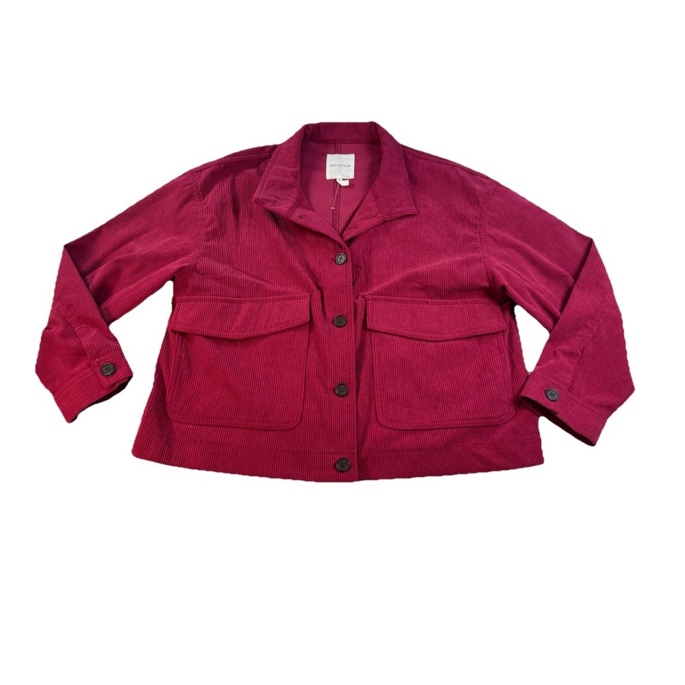 Avec Les Filles Womens Corduroy Jacket Cropped Shacket Red Wine XL Anthropologie